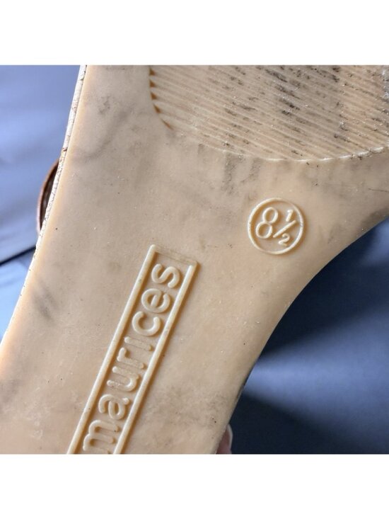 maurices Tan Faux Snake Skin Strappy Cork Wedge Platform Sandals Size 8.5 - Picture 6 of 6